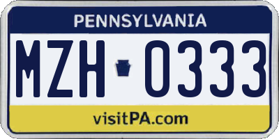 PA license plate MZH0333