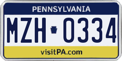 PA license plate MZH0334