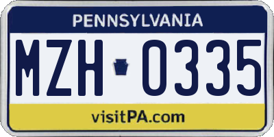 PA license plate MZH0335