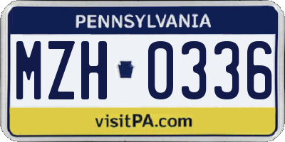 PA license plate MZH0336