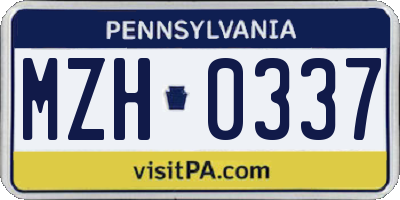 PA license plate MZH0337
