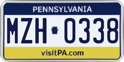 PA license plate MZH0338