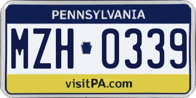 PA license plate MZH0339