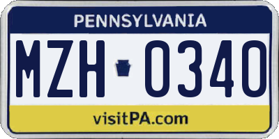 PA license plate MZH0340