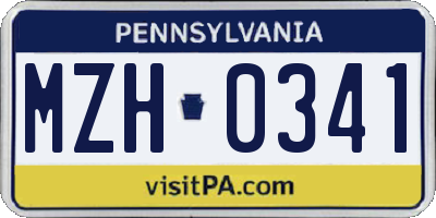 PA license plate MZH0341