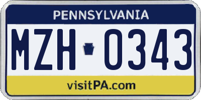 PA license plate MZH0343