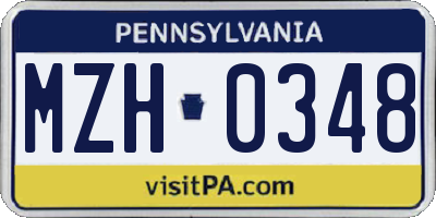 PA license plate MZH0348