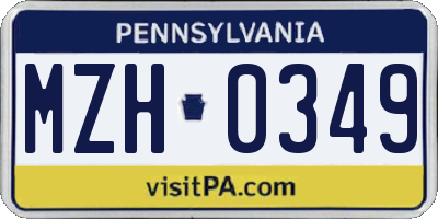 PA license plate MZH0349