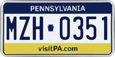 PA license plate MZH0351