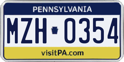 PA license plate MZH0354