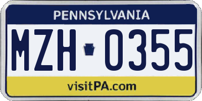 PA license plate MZH0355