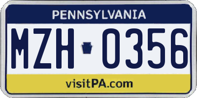 PA license plate MZH0356