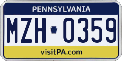 PA license plate MZH0359