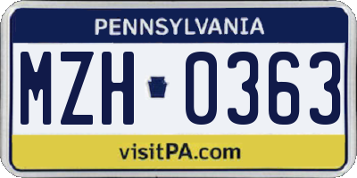 PA license plate MZH0363