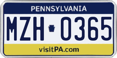 PA license plate MZH0365