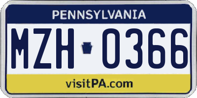 PA license plate MZH0366