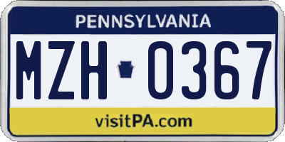 PA license plate MZH0367