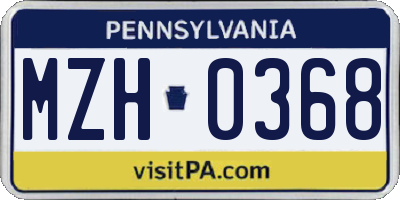 PA license plate MZH0368