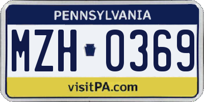 PA license plate MZH0369
