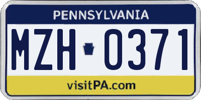 PA license plate MZH0371