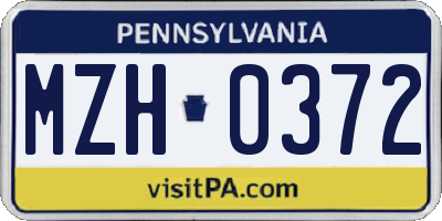 PA license plate MZH0372