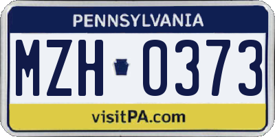 PA license plate MZH0373