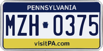 PA license plate MZH0375