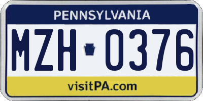 PA license plate MZH0376