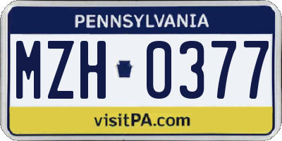 PA license plate MZH0377