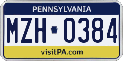PA license plate MZH0384