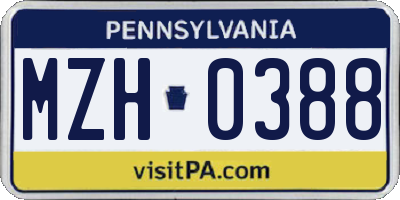 PA license plate MZH0388