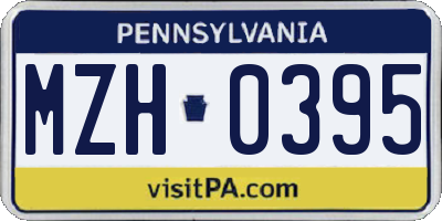 PA license plate MZH0395