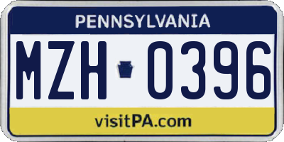 PA license plate MZH0396
