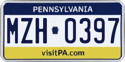 PA license plate MZH0397