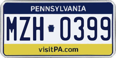 PA license plate MZH0399