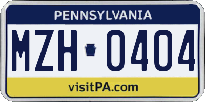 PA license plate MZH0404