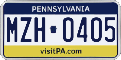 PA license plate MZH0405