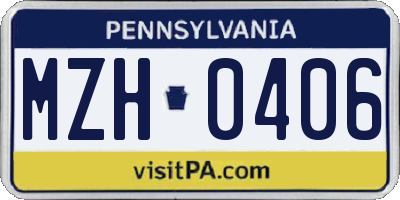 PA license plate MZH0406