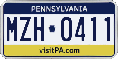PA license plate MZH0411