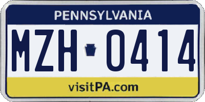PA license plate MZH0414