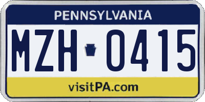 PA license plate MZH0415