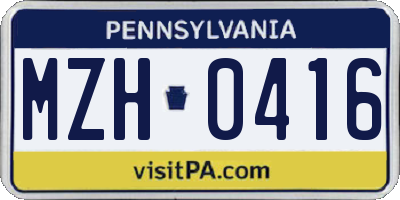 PA license plate MZH0416