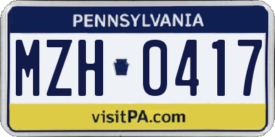 PA license plate MZH0417