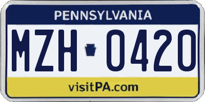 PA license plate MZH0420