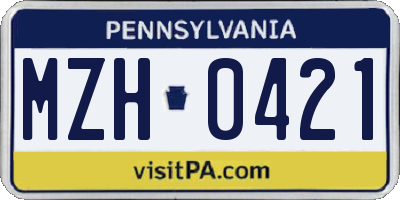 PA license plate MZH0421