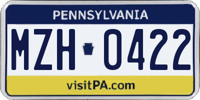 PA license plate MZH0422