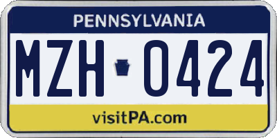 PA license plate MZH0424
