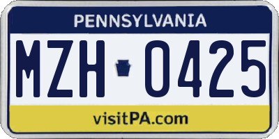 PA license plate MZH0425