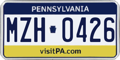 PA license plate MZH0426