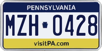 PA license plate MZH0428